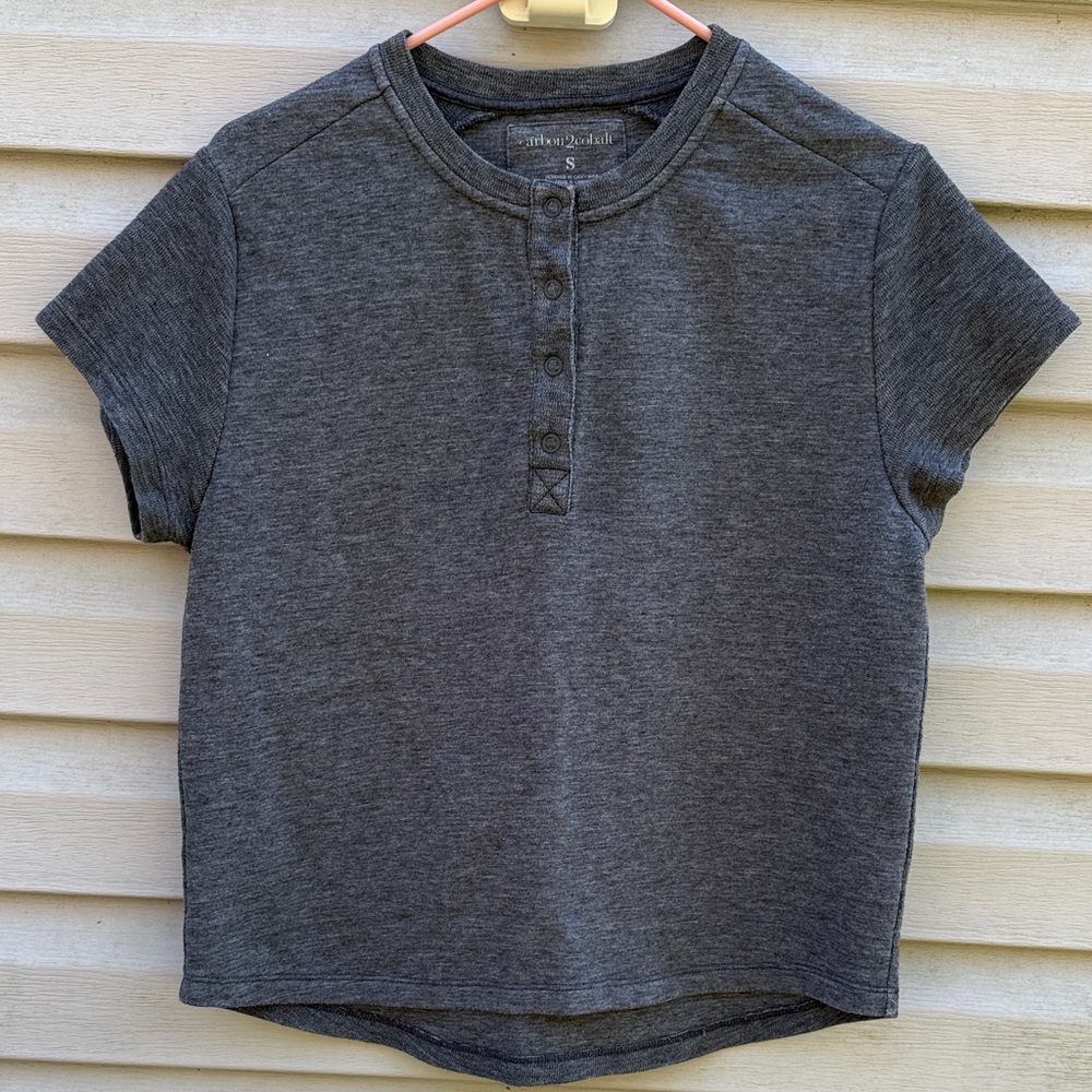Carbon2Cobalt Mens Gray Short Sleeve Henley Shirt Size Small 344155